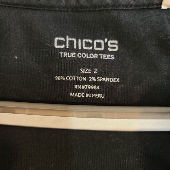 Chicos Womens Top Blue Size 2 Cotton Blend Stretch Pullover Short Sleeve - Picture 5 of 12
